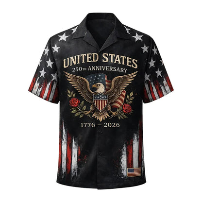 USA 250th Anniversary Hawaiian Shirt Eagle Rose Flag 1776-2026 Patriotic