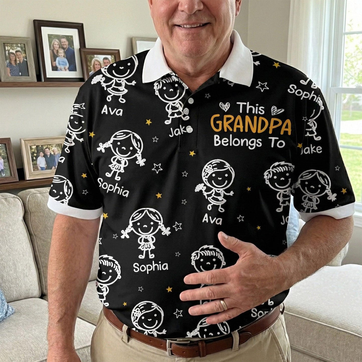 This Grandpa Belongs To Doodle Personalized Polo Shirt, Father's Day Gift for Grandpa, Custom Grandpa Shirt