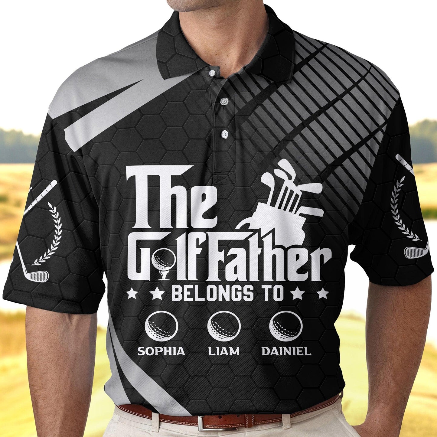 The Golffather Personalized Polo Shirt, Father's Day Gift for Golf Dad