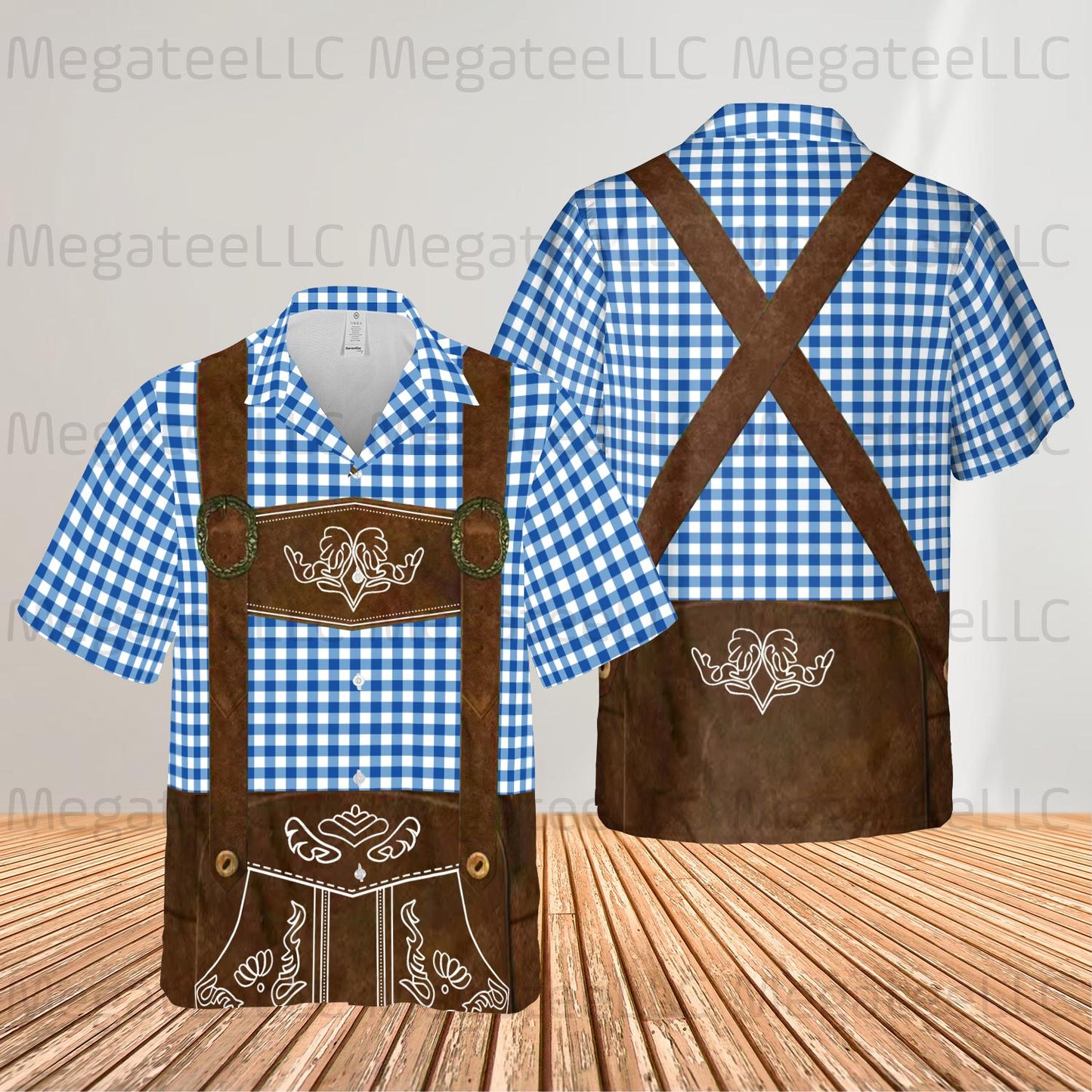 Oktoberfest Lederhosen Costume Shirt, German Bavarian Button Down Shirt