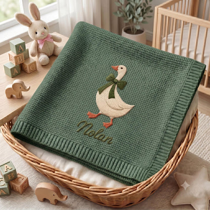 Custom Goose Baby Embroidery Blanket with Name