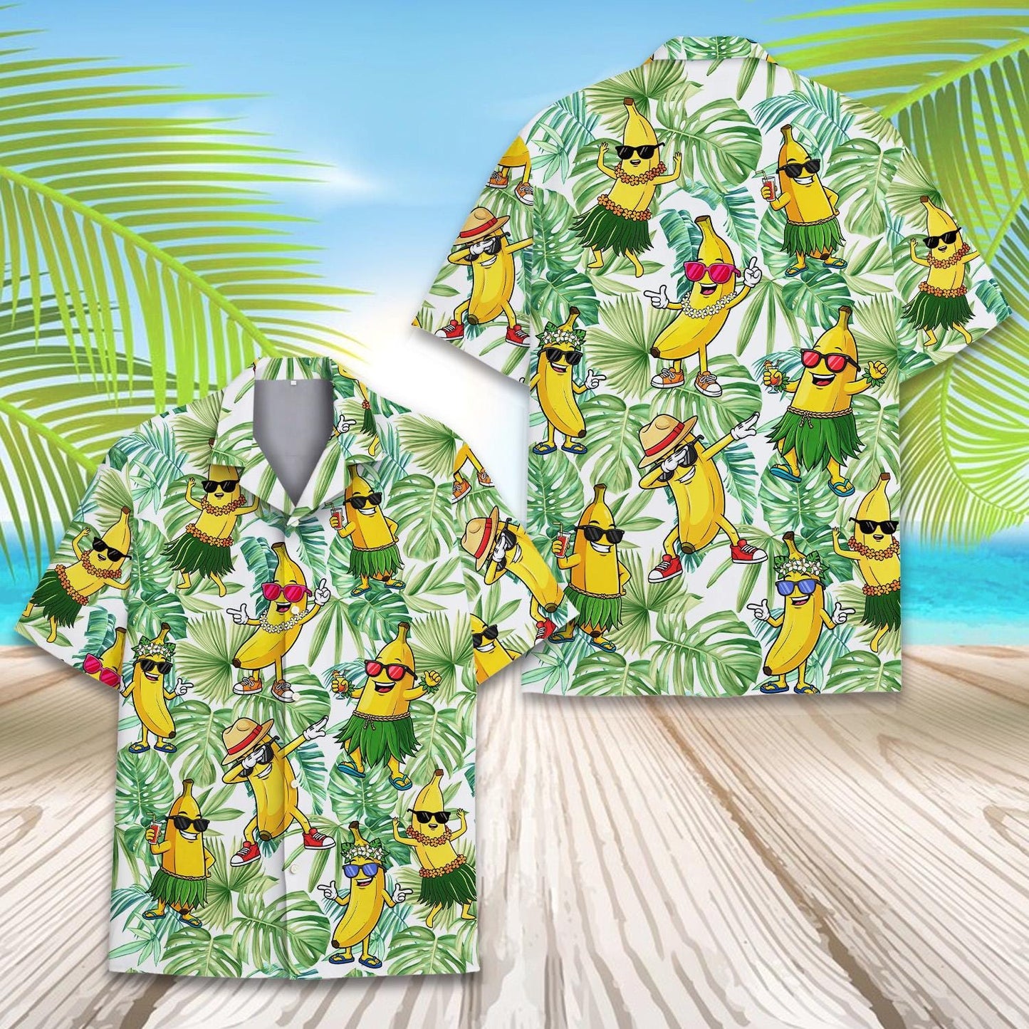 Banana Hawaiian Shirt for Men Women Youth, Hula Banana