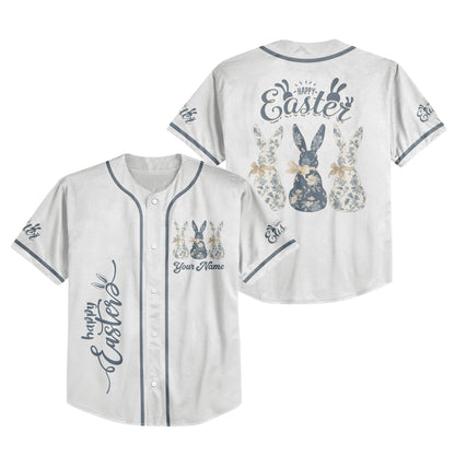 Custom Easter 3 Little Bunny Baseball Jersey