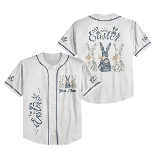 Custom Easter 3 Little Bunny Baseball Jersey