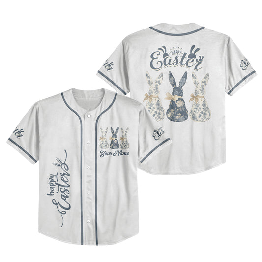Custom Easter 3 Little Bunny Baseball Jersey