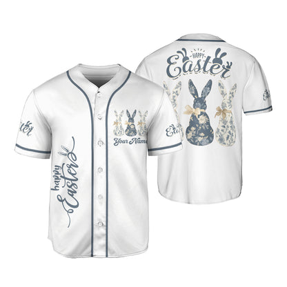 Custom Easter 3 Little Bunny Baseball Jersey
