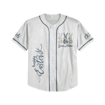 Custom Easter 3 Little Bunny Baseball Jersey