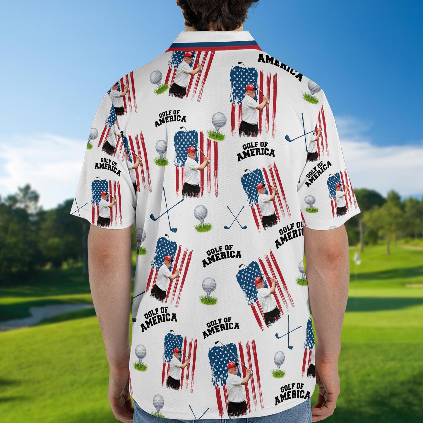 Trump Golf Polo Shirt Gift, Patriotic Golfing Gift, Father's Day Golf Polo Shirt