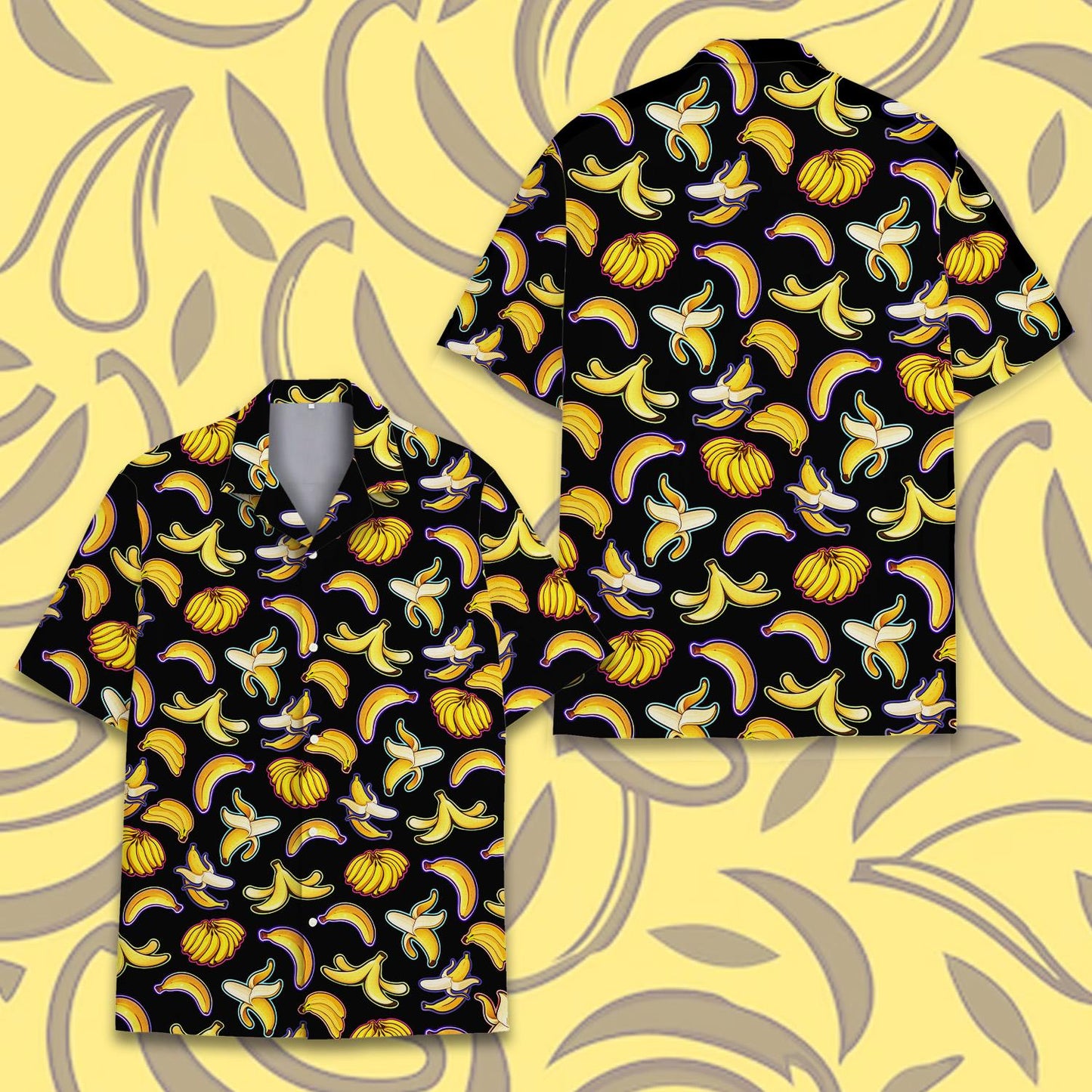 Banana Pattern Hawaiian Shirt Men Women Youth, Fruit Print Aloha Shirt