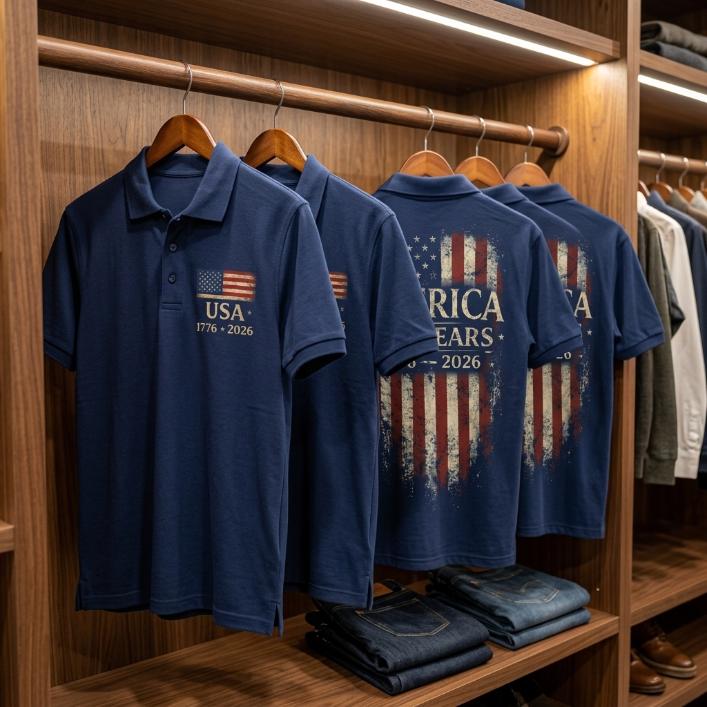 America 250 Years Patriotic Polo Shirt Gift for Men