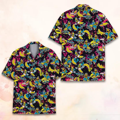 Banana Skateboard Hawaiian Shirt for Men Women Youth, Tropical Fruit Summer Aloha Shirt