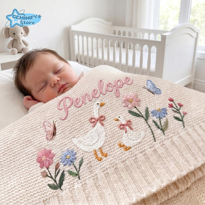 Embroidered Custom Goose Cotton Embroidery Blanket