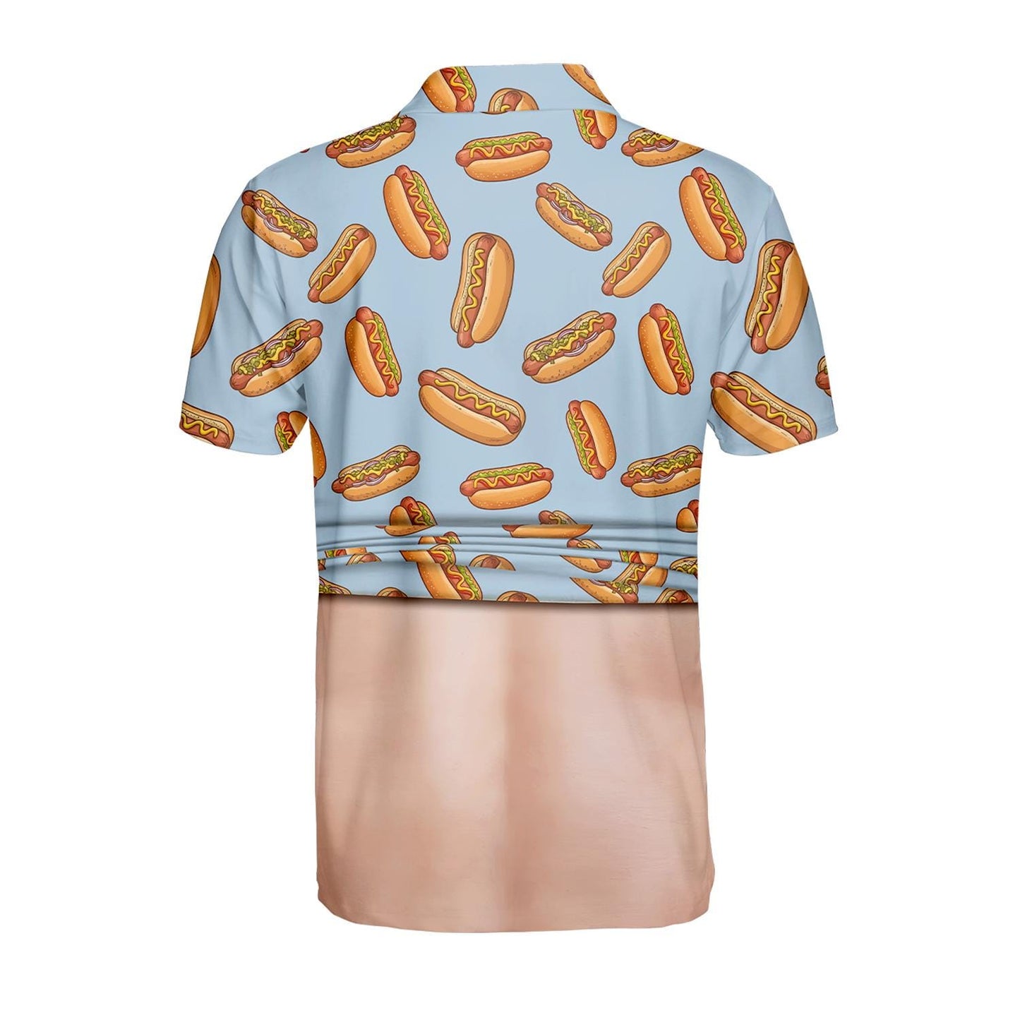 Hot Dog Belly Polo Shirt for Men, Dad Bod Illusion Shirt, BBQ Party Polo