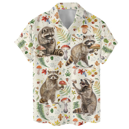 Raccoon Mushroom Hawaiian Shirt