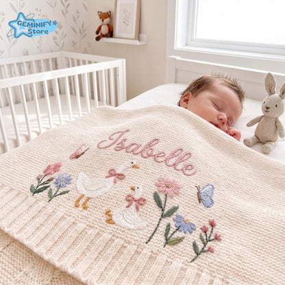 Embroidered Custom Goose Cotton Embroidery Blanket