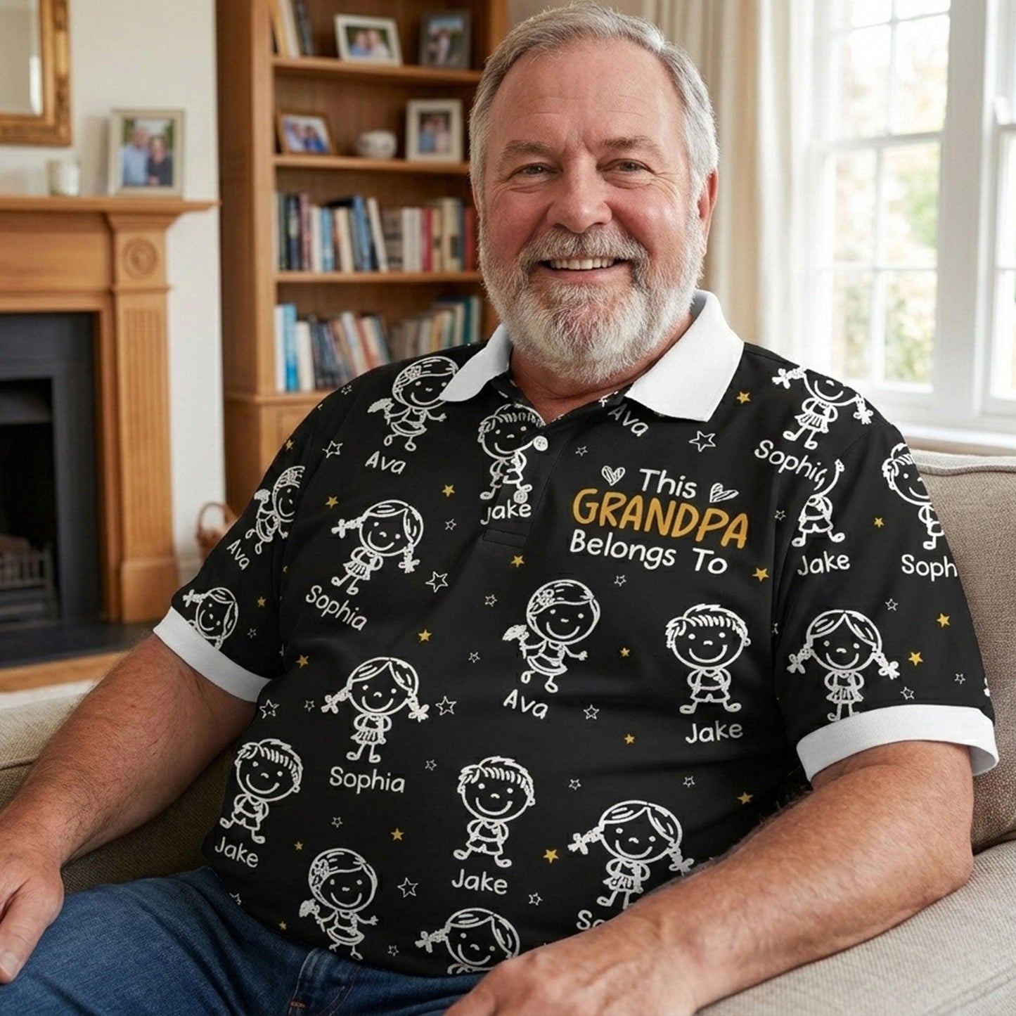 This Grandpa Belongs To Doodle Personalized Polo Shirt, Father's Day Gift for Grandpa, Custom Grandpa Shirt
