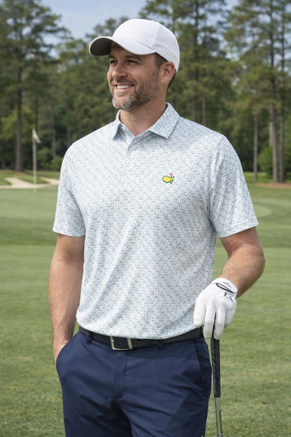 Golf Polo Shirt Masters Inspired, Augusta Green Pattern Polo Outfit Shirt