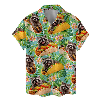 Raccoon Taco Hawaiian Shirt, Funny Fiesta Vacation Button Down