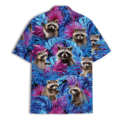 Raccoon Hawaiian Shirt - Tropical Mens Button Down