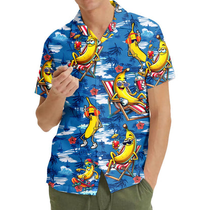 Tropical Banana Button Down Short Sleeve Shirt