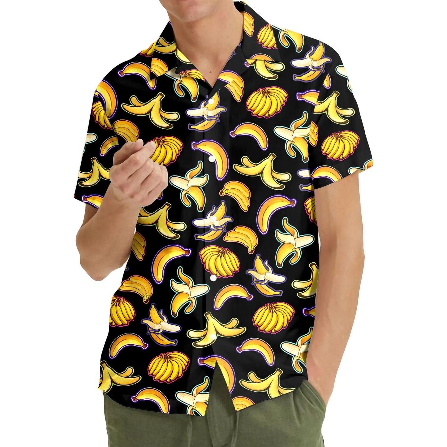 Banana Pattern Hawaiian Shirt Men Women Youth, Fruit Print Aloha Shirt