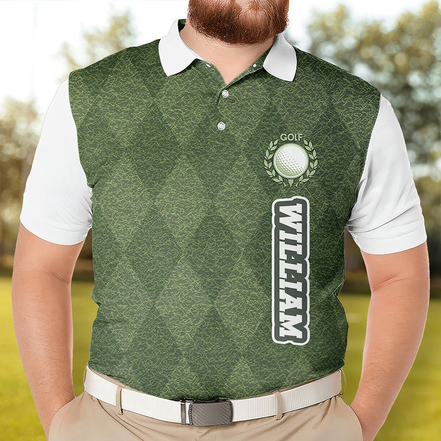 Green Grass Golf Polo Shirt, Custom Golf Shirt for Men Dad, Golf Lover Gift