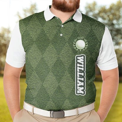 Green Grass Golf Polo Shirt, Custom Golf Shirt for Men Dad, Golf Lover Gift