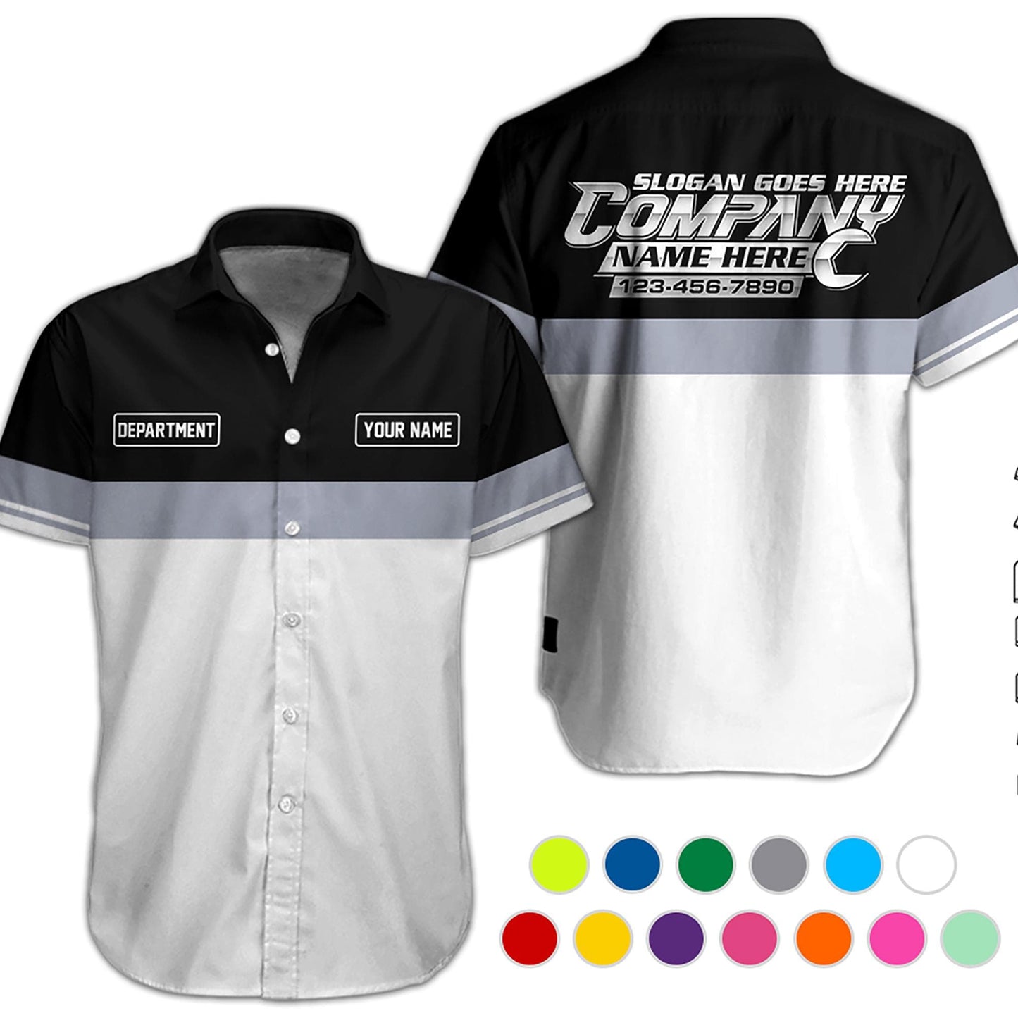 Custom Name Phone Number Mechanic Hawaii Shirt