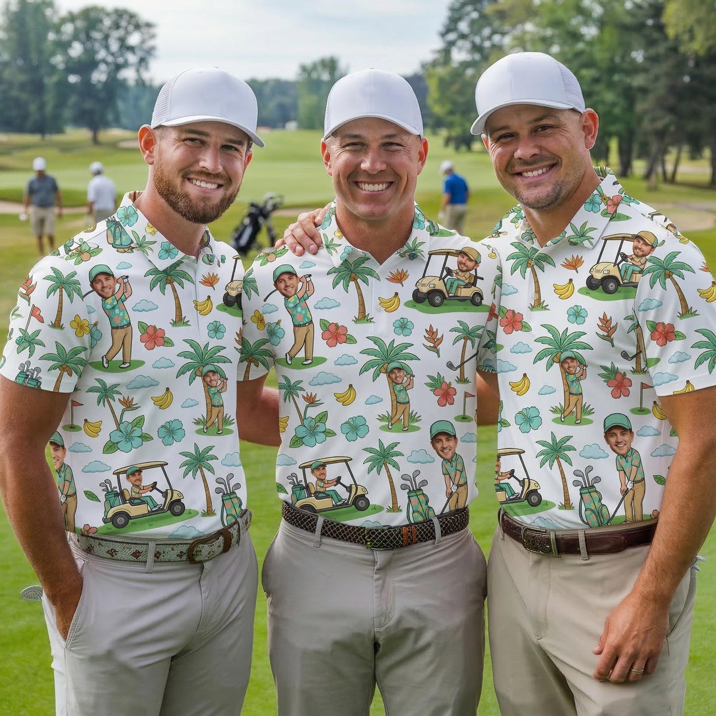 Personalized Face Photo Golf Polo Shirt, Father's Day Gifts