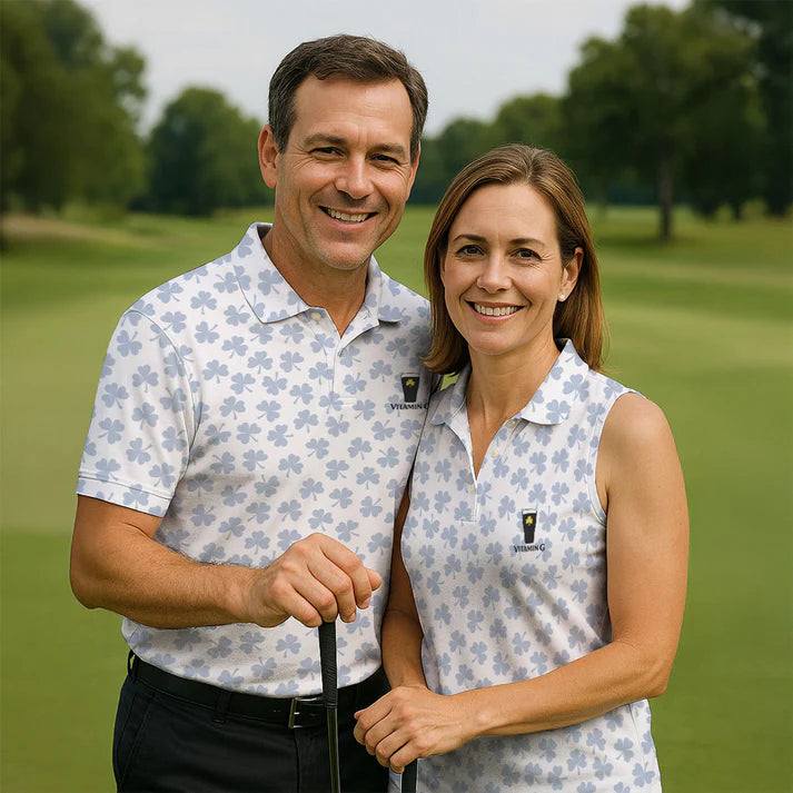 Vitamin G Shamrock Pattern Golf And Beer White Golf Shirt
