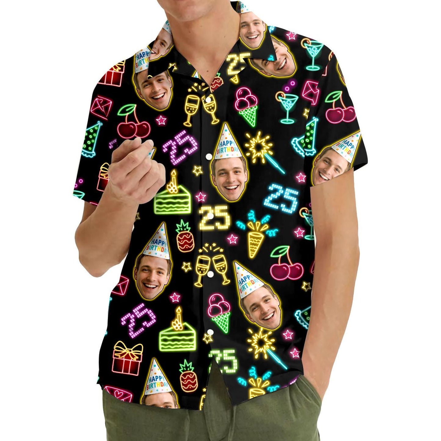 Personalized Birthday Hawaiian Shirt with Face, Custom Shirt with Photo