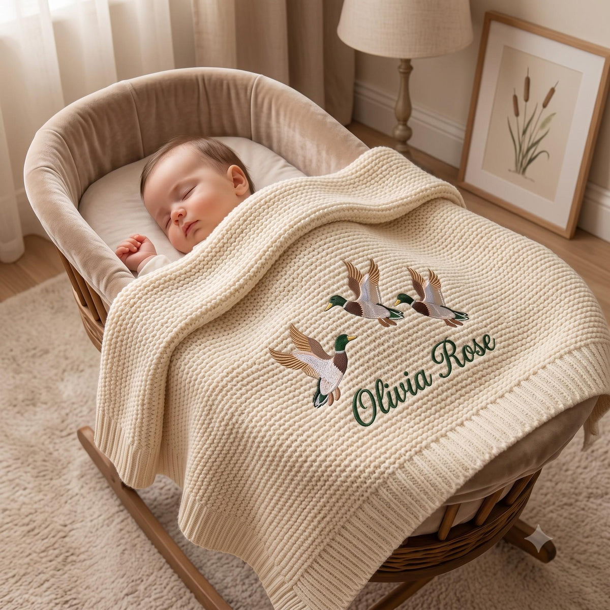 Personalized Mallard Duck Embroidered Baby Blanket