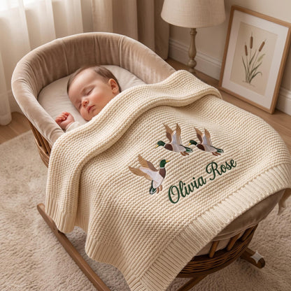 Personalized Mallard Duck Embroidered Baby Blanket