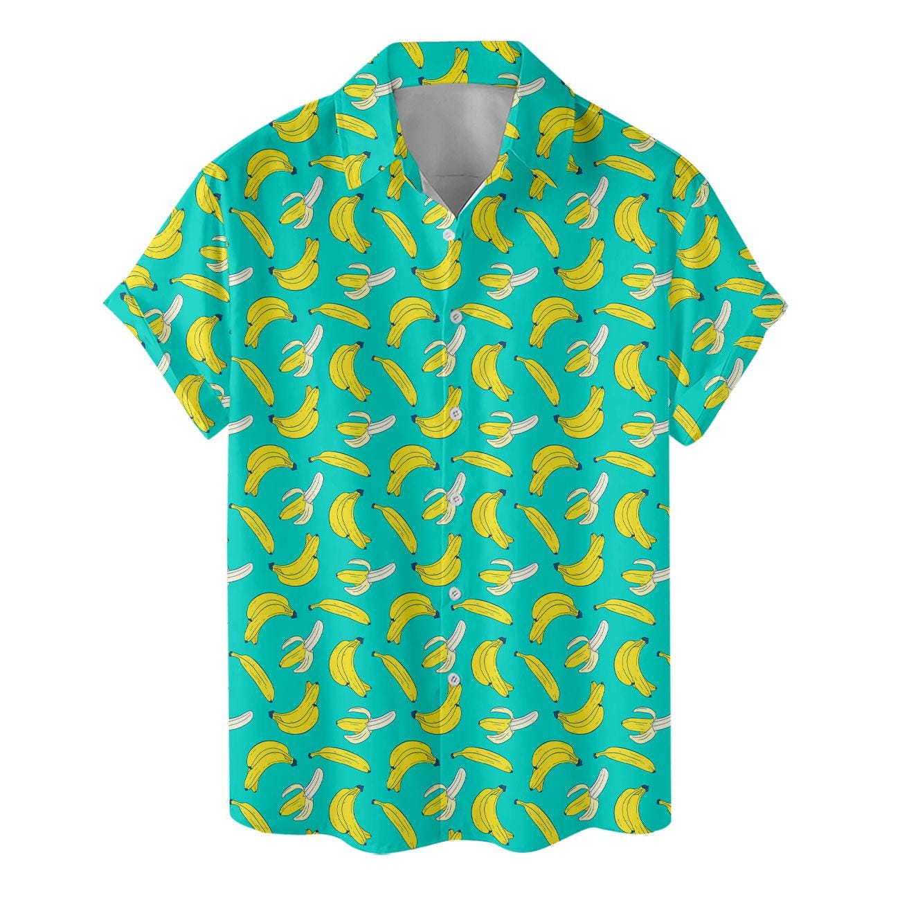 Banana Hawaiian Shirt, Tropical Print Button Down