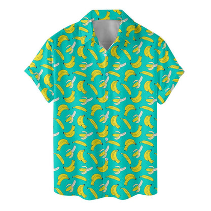 Banana Hawaiian Shirt, Tropical Print Button Down