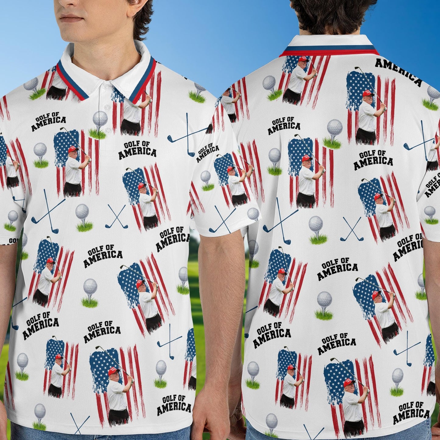 Trump Golf Polo Shirt Gift, Patriotic Golfing Gift, Father's Day Golf Polo Shirt