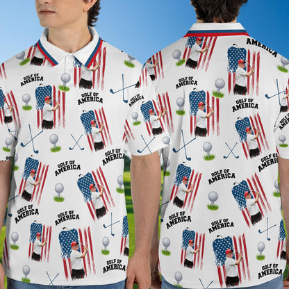 Trump Golf Polo Shirt Gift, Patriotic Golfing Gift, Father's Day Golf Polo Shirt