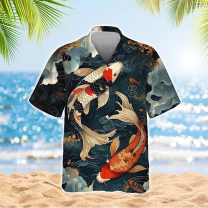 Caseyathletic Two Koi Carps Hawaiian Shirt Aloha Beach Top