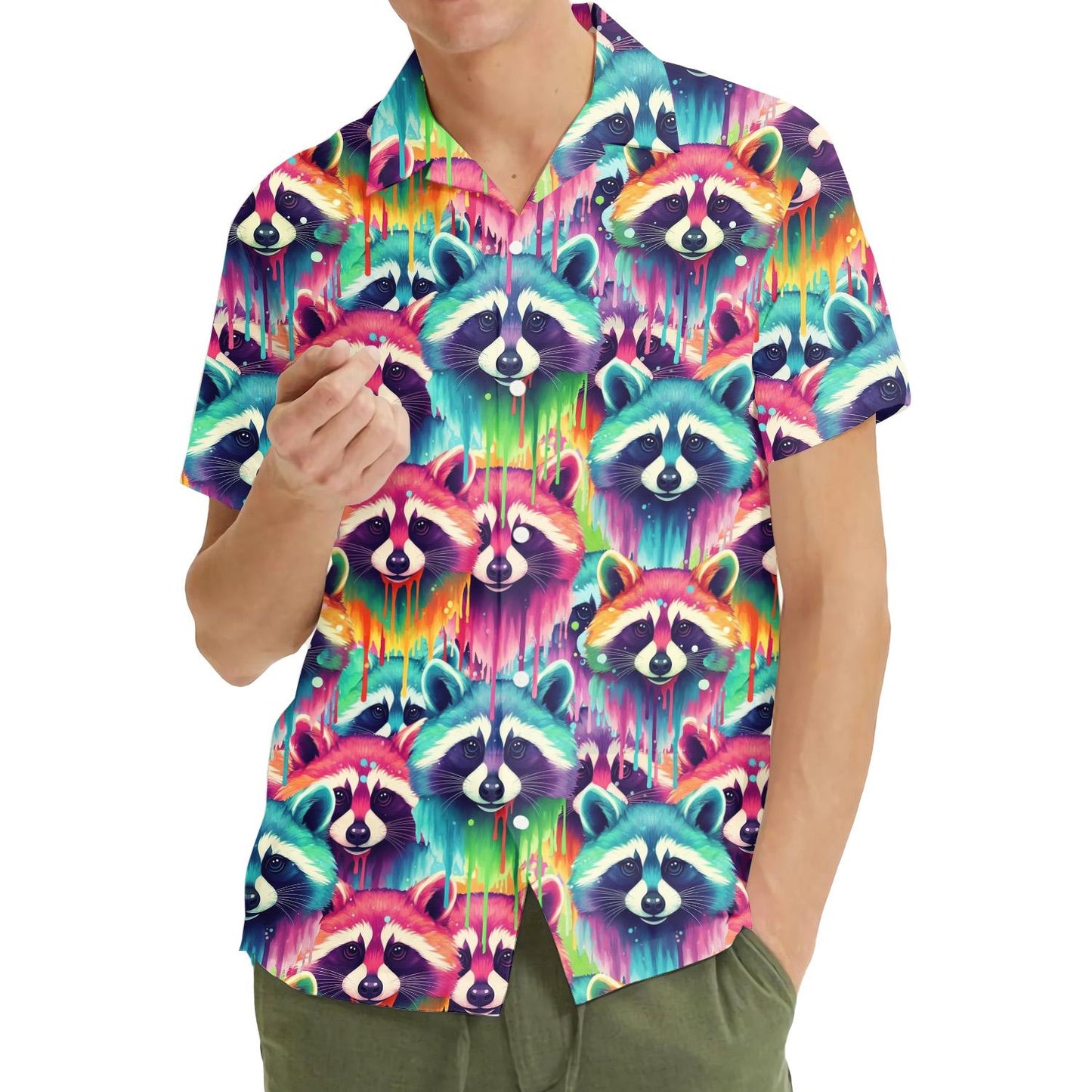 Colorful Raccoon Hawaiian Shirt for Men Women Youth