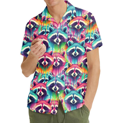 Colorful Raccoon Hawaiian Shirt for Men Women Youth
