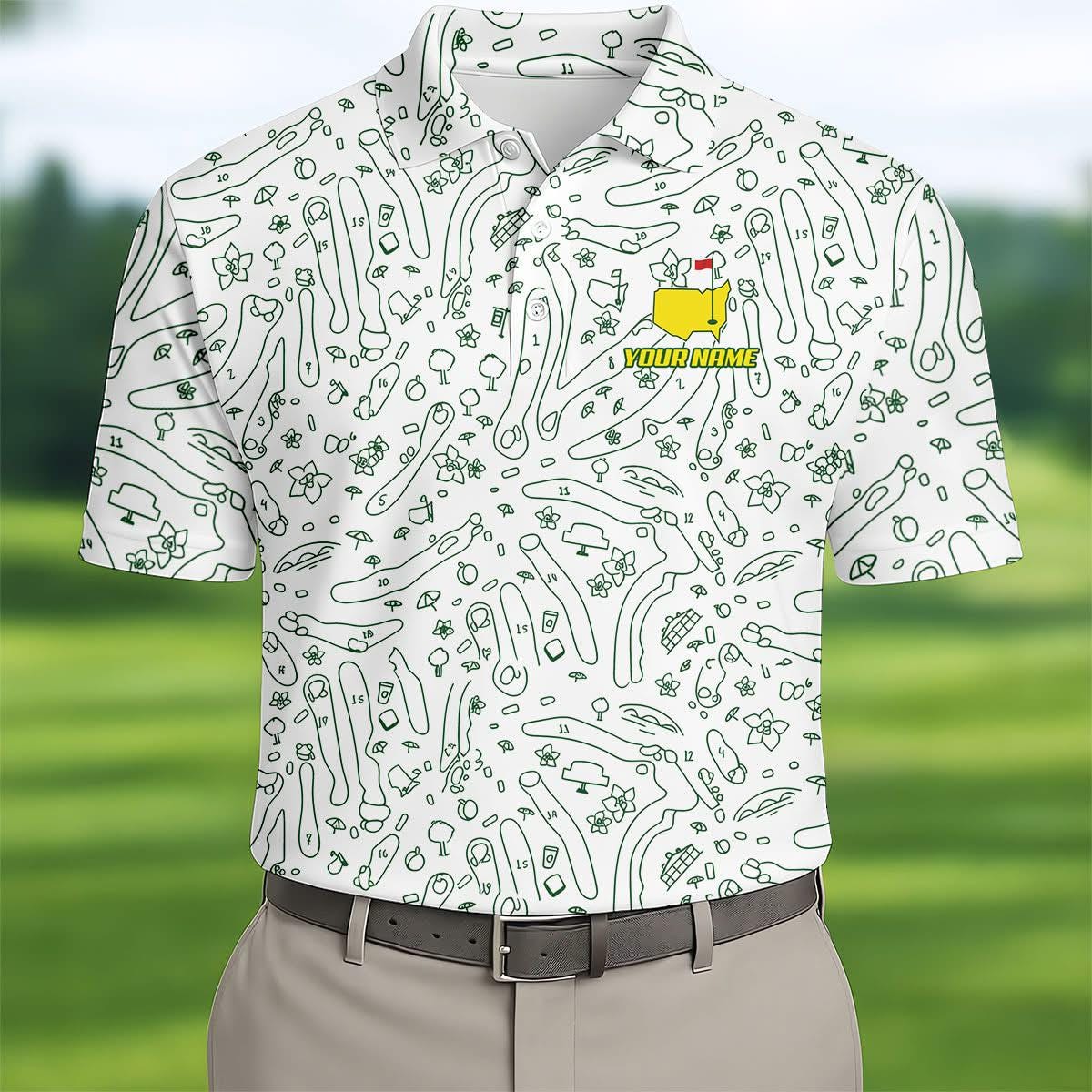 Masters Golf Polo Shirt, Augusta Golf Shirt, Custom Name Golf Polo,