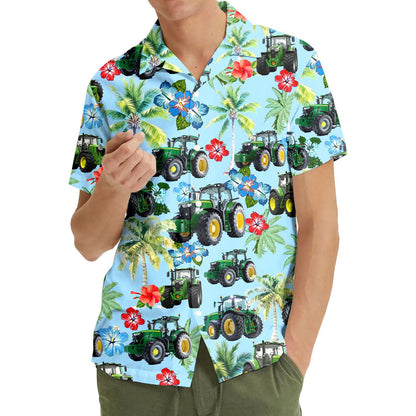 Farm Tractor Hawaiian Shirt for Men Women Youth, Tropical Farmer Aloha Shirt