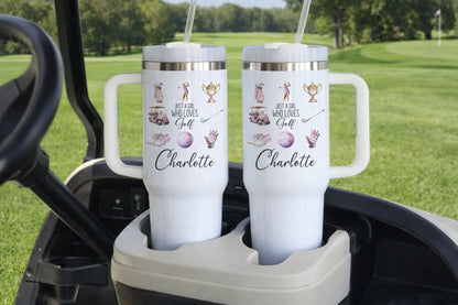 Just A Girl Who Love Golf Tumbler 40oz, Custom Golf Tumbler, Golf Club Tumblers, Printed Golf Tumblers With Handle, Mug Gift, Travel Cup TBGTP12