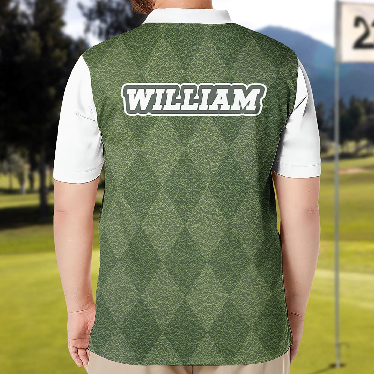 Green Grass Golf Polo Shirt, Custom Golf Shirt for Men Dad, Golf Lover Gift