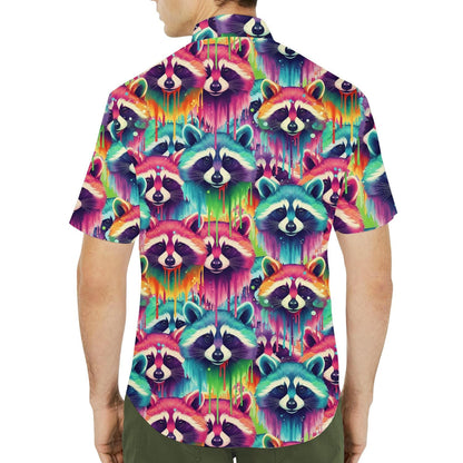 Colorful Raccoon Hawaiian Shirt for Men Women Youth