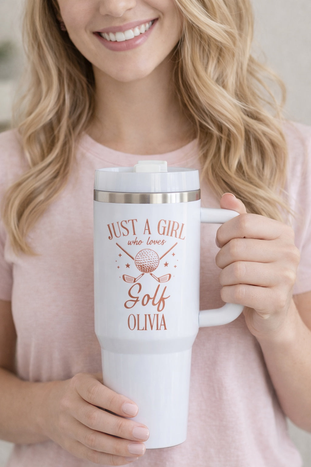 Just A Girl Who Love Golf Tumbler 40oz, Custom Golf Tumbler, Golf Club Tumblers, Printed Golf Tumblers With Handle, Mug Gift, Travel Cup TBGTP11