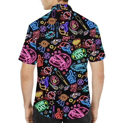 Neon Sports Hawaiian Shirt Game Day Shirt, Football Baseball Neon Shirt Button Up