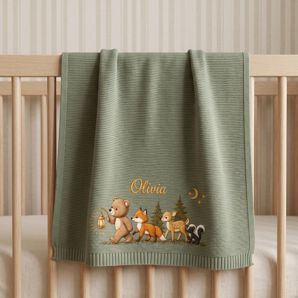 Personalized Embroidered Animal Baby Blanket