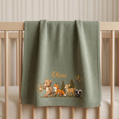 Personalized Embroidered Animal Baby Blanket