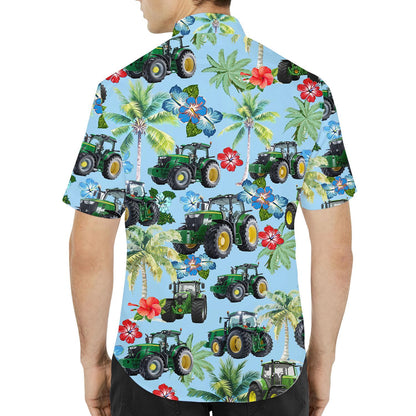 Farm Tractor Hawaiian Shirt for Men Women Youth, Tropical Farmer Aloha Shirt